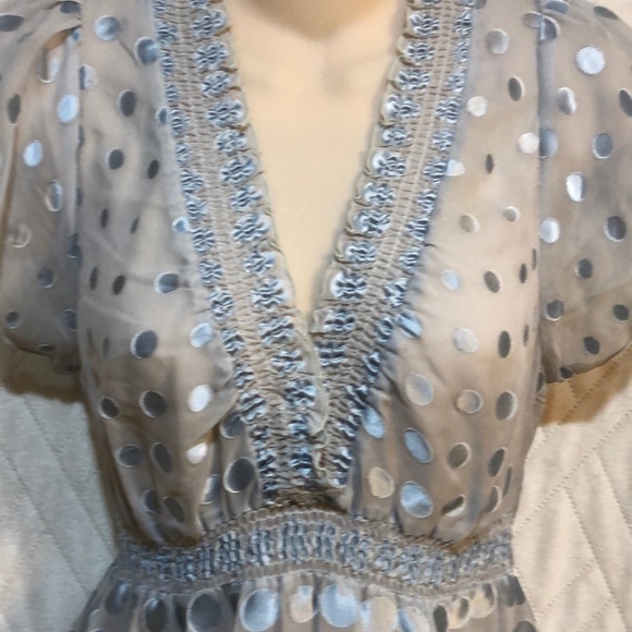 BCBG Max Azaria Sheer Blue Shimmering Top Sz M - Picture 2 of 2